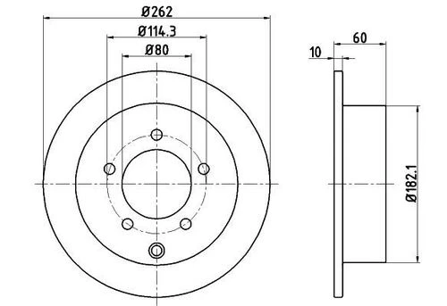 MGA 50283 Fren Diski Arka Lancer 08-12 Düz 5 Bijon 262Mm ürün görseli 1