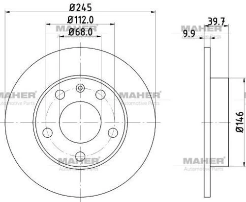 MAHER 3602 Fren Diski A4 01-08 Pro Özel Kaplama Arka Havalı 245-5 ürün görseli 1