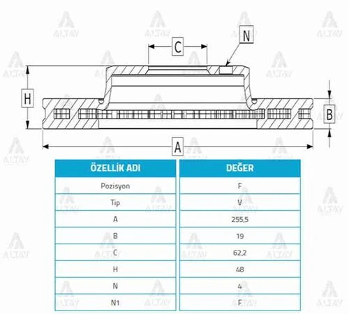 MAHER 3691 Fren Diski Getz 03-11 Dizel Ön Havalı 256-4 ürün görseli 1