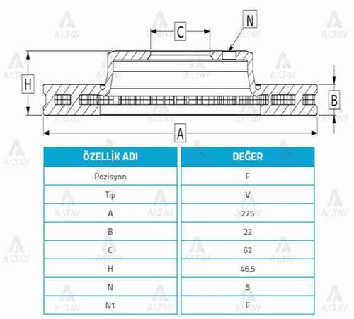 Maher 03671 Fren Diski Corolla 06-13 Benzinli Auris 07-13 Ön Havalı 275-5 4351212670 ürün görseli 1