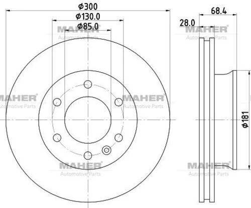 MAHER 3677 Fren Diski Crafter 06-17 Sprinter 06-17 W906 Ön Havalı Tek Teker 300-6 ürün görseli 1