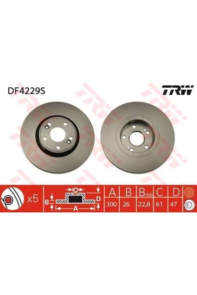 FREN DİSKİ ÖN LAGUNA II 01> HAVALI 300mm 5 BİJON ürün görseli 1