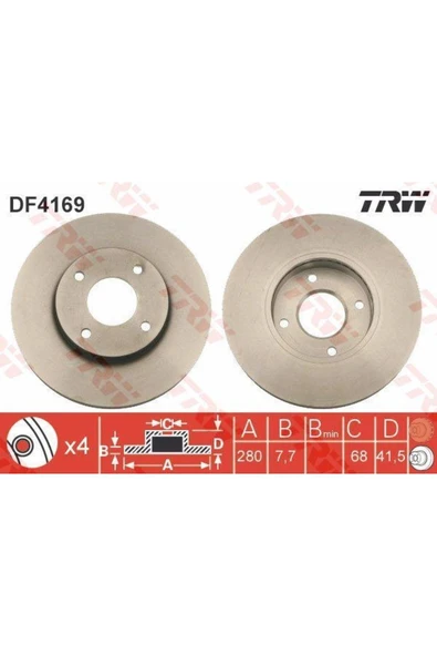 DF4169 FREN DİSKİ ÖN PRIMERA P11 96- ALMERA 00- HAVALI 280mm ürün görseli 1