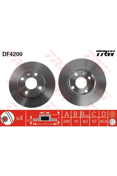 DF4200 FREN DİSKİ ARKA CORSA C 00- COMBO 00- TIGRA B 04- DÜZ ürün görseli 1