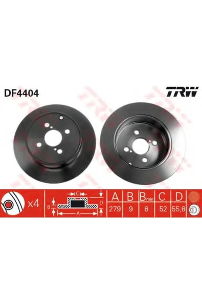 FREN DISKI ARKA DUZ-(279-4)-(TOYOTA  COROLLA 03/07  1.4 D4D DIZEL /COROLLA-VERSO 04/07  ) ürün görseli 1