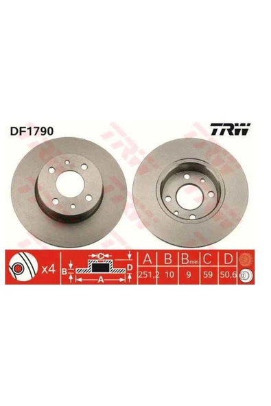 FREN DISKI ARKA DUZ 251.5 MM ( FIAT   STILO 1.4 1.6 16V 1.9JTD LINEA / BRAVO 1.4 TJET 07-- ) ürün görseli 1