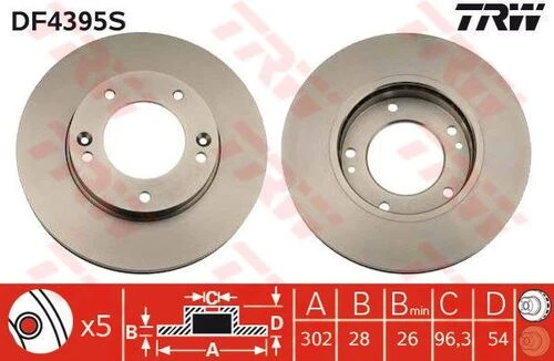Trw Df4395s Ön Fren Disk Aynası Havalı Kia Sorento 2.5 Crdı 02-302x28x26x96.3x54 517123 ürün görseli 1