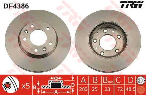 Trw Df4386 Ön Fren Diski Aynası Mazda 6 2002-2007 283mm Gj6y3325xa ürün görseli 1