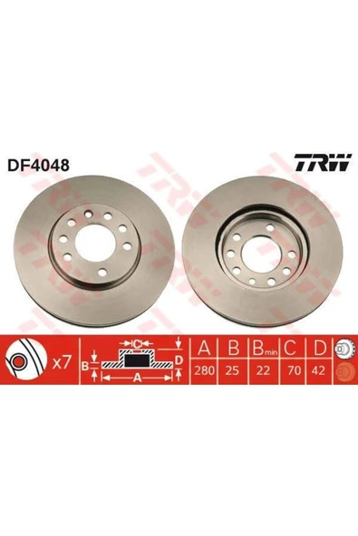Df4048 Fren Diski Ön Astra G 98- Astra H 04- Corsa C 00- Combo 04- Zafira A 99- Zafira B 05- Mer ürün görseli 1