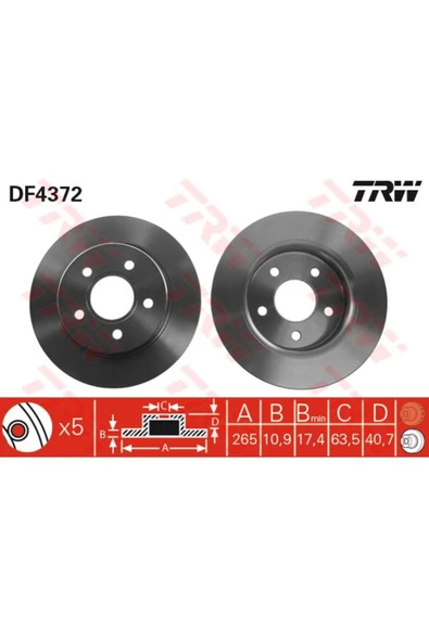 FREN DİSKİ ARKA CMAX  07> CMAX  03> FOCUS II 04> 15-16 JANT DÜZ 265mm ürün görseli 1
