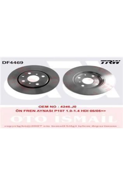 Fren Dıskı Ön 107 05- 108 14- / C1 05- / Aygo Havalı 250mm Uyumlu ürün görseli 1