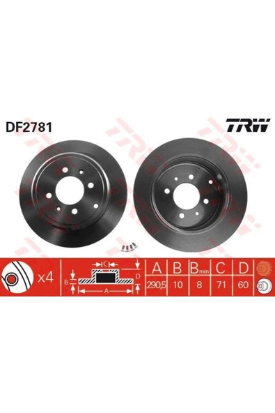 Fren Dıskı Arka 406 95- Düz 290mm Uyumlu ürün görseli 1