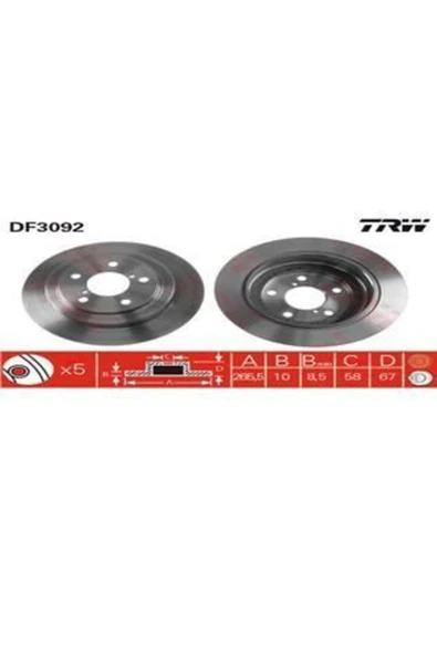 DF3092 FREN DİSKİ ARKA FORESTER 98-10 IMPREZA 96- LEGACY 89- ürün görseli 1
