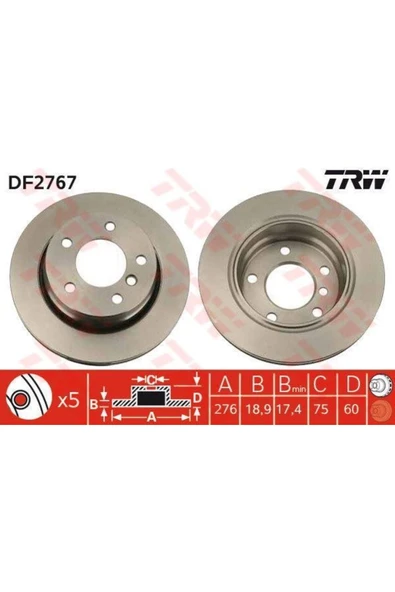 Fren Dıskı Arka Bmw 3 E36 Havalı 276mm-Uyumlu ürün görseli 1