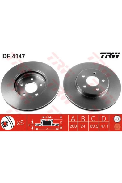 DF4147 FREN DİSKİ ÖN MONDEO III 00- / X-TYPE 01- HAVALI 300mm ürün görseli 1