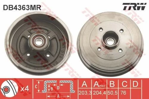Trw Db4363mr Fren Kampanası Clio Iıı -modus 04 Esp'siz Araçlar İçin Rulmanlı 8200276843 ürün görseli 1