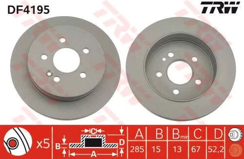 Trw Df4195 Fren Diski Arka Ml-serisi W163 98-05 A1634230112 ürün görseli 1