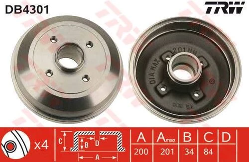 TRW DB4301 Fren Kampanası Corsa C 00- Abssız ürün görseli 1