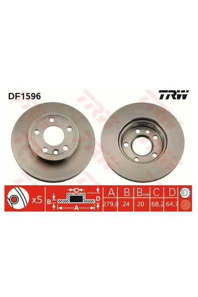 ON FREN DISKI-15 JANT-280X24 5×112 (VW TRANSPORTER 91-96) ürün görseli 1