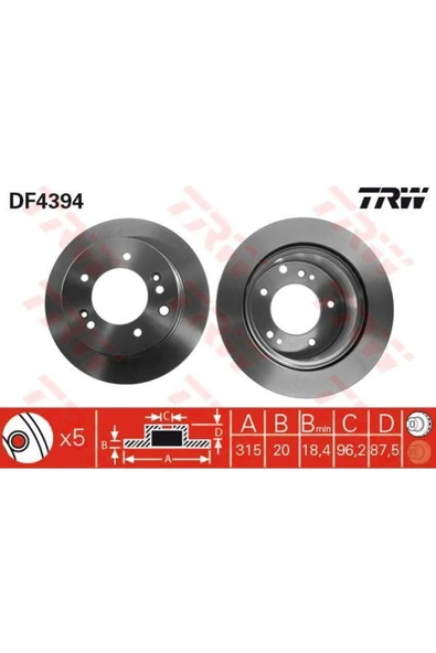 Fren Diski Arka Sorento 02 Havalı 315mm ürün görseli 1