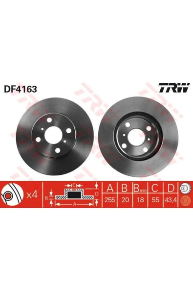 FREN DİSKİ ÖN YARIS 99>05 HAVALI 255mm ürün görseli 1