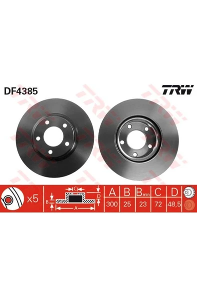 Df4385 Fren Diski Ön Mazda 3 03-10 Mazda 5 05- Havalı 300mm ürün görseli 1