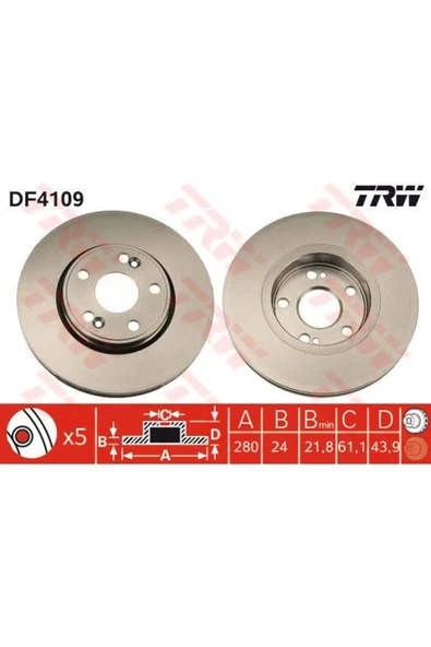 DF4109 FREN DİSKİ ÖN LAGUNA I 95-01 SAFRANE 93-00 ESPACE III ürün görseli 1