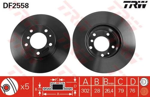 Trw Df2558 Ön Fren Diski Bmw 5 E34 540i V8 92-96-bmw 7 E32 730 I-ıı 86-94 34111157391 ürün görseli 1