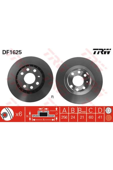 DF1625 FREN DİSKİ ÖN ASTRA F 91- ASTRA F CLASSIC 99- ASTRA F ürün görseli 1
