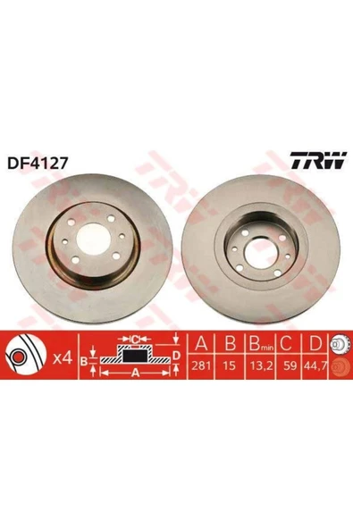 Df4127 Fren Diski Ön Lybra 99-05 281×15×13.2xhavalı ürün görseli 1