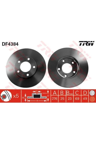 Fren Dıskı Ön Mazda 3 03-10 Mazda 5 05- Havalı 276 mm Uyumlu ürün görseli 1