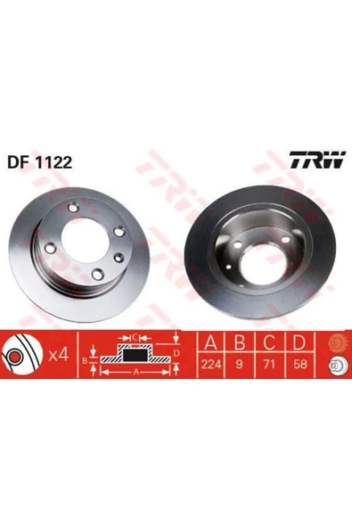FREN DİSKİ ARKA XANTIA 93- 224x9 4 DELİK ürün görseli 1