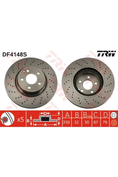 DF4148S FREN DİSKİ ÖN 5D 330mm W220 C215 98-06 ürün görseli 1