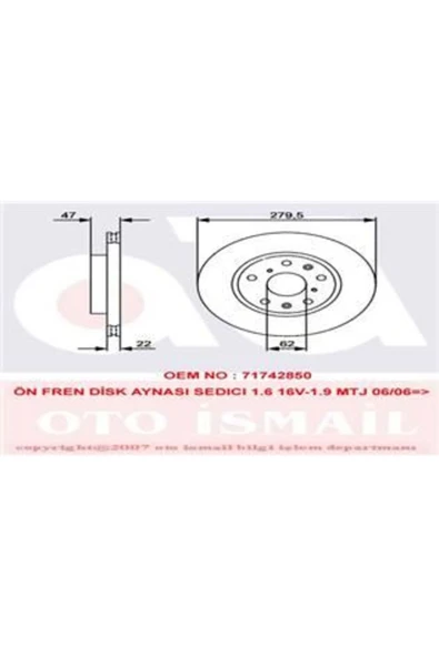 DF4741 Fren Diski Ön Sedıcı 06- / Sx4 06- Havalı 280Mm ürün görseli 1