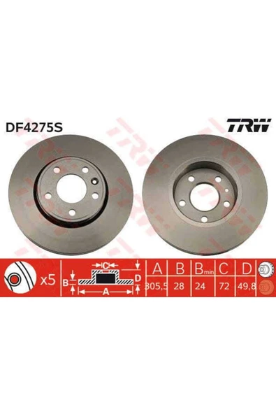 Df4275s Fren Diski Ön Trafic 01- / Vivaro 01- / Prımastar 02- Havalı 305.5mm ürün görseli 1