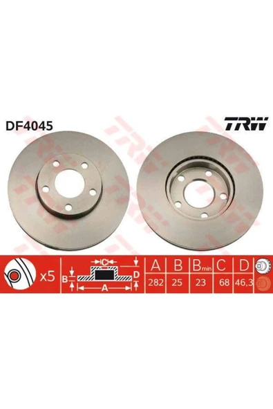 FREN DİSKİ ÖN PASSAT B5 96> HAVALI 282mm ürün görseli 1