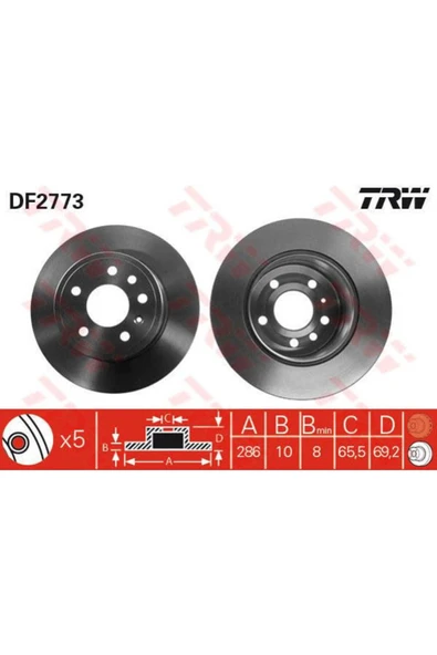 DF2773 FREN DİSKİ ARKA VECTRA B 95- / 900 93- 9-3 98- 9-5 97- ürün görseli 1