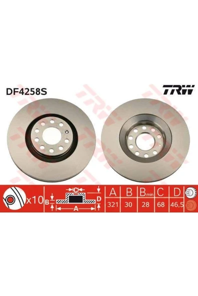 Df4258s Fren Diski Ön A4 97-08 A6 97-05 / Exeo 09- Havalı 321mm ürün görseli 1