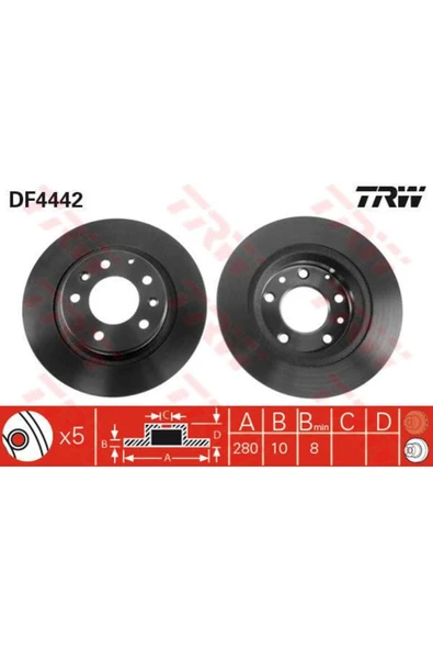 DF4442 FREN DİSKİ ARKA MAZDA 6 03-08  MX5 05- PREMACY 99- DÜZ ürün görseli 1
