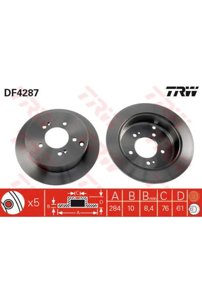 DF4287 FREN DİSKİ ARKA iX35 09- SANTAFE  00- TRAJET 99- TUCSO ürün görseli 1