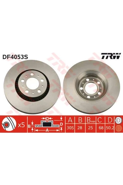 FREN DİSKİ ÖN S60 00> S80 98> XC70 00> HAVALI 305mm ürün görseli 1