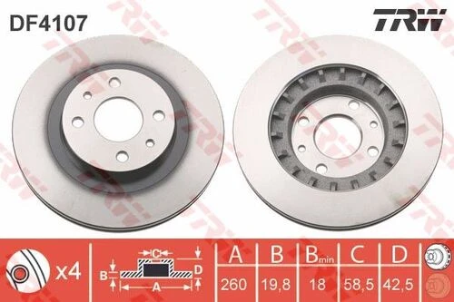 Trw Df4107 Ön Fren Diski Lada Kalina 2004- Priora 2008- 110 1996- 111 2000- 112 1995- 21123501070 ürün görseli 1