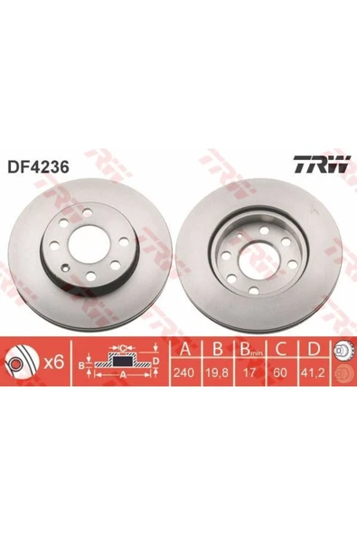FREN DİSKİ ÖN CORSA C 00> ABS'Lİ HAVALI 240mm ürün görseli 1