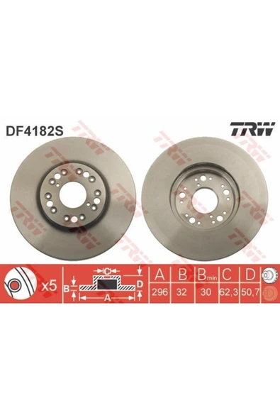 Df4182s Fren Diski Ön 5d 296mm Lexus Gs Is Ls 01- Tekli Uyumlu ürün görseli 1