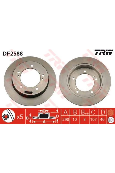 Df2588 5521160a00 On Fren Diski Duz Vıtara 3 Kapı 1,6 90>98 290x5 ürün görseli 1