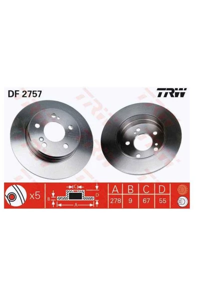 FREN DISKI ( MERCEDES W210 ARKA W203 C200 208-209 CLK ) TAKIM ürün görseli 1