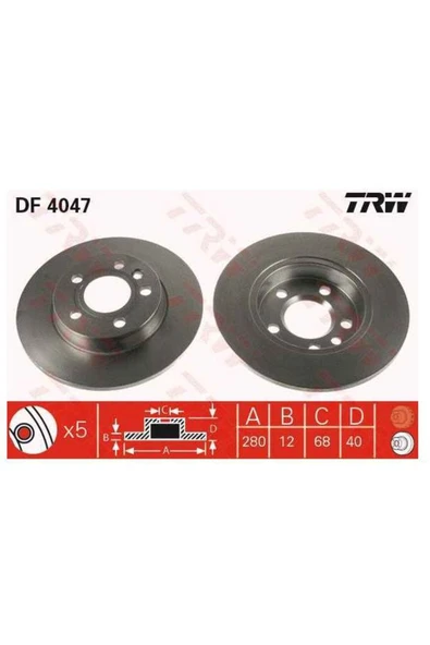 ARKA FREN DISKI-280X12 5×112 (VW TRANSPORTER 96-04) ürün görseli 1
