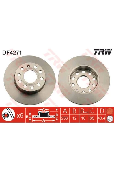 DF4271 Fren Diski Arka Golf VI 08- Golf V Jetta III 05- Caddy III 04- Tou A3 03- 37986972 ürün görseli 1