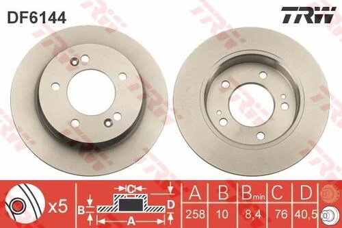TRW DF6144 Fren Diski Arka İx20 10- / Venga 09- Düz 258.5Mm ürün görseli 1