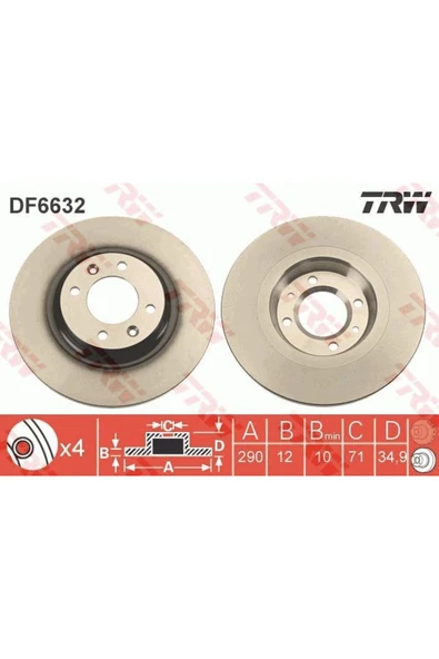 DF6632 FREN DİSKİ ARKA 308 3008 09- 2.0 HDI HYBRID4 / C4 II 1 ürün görseli 1